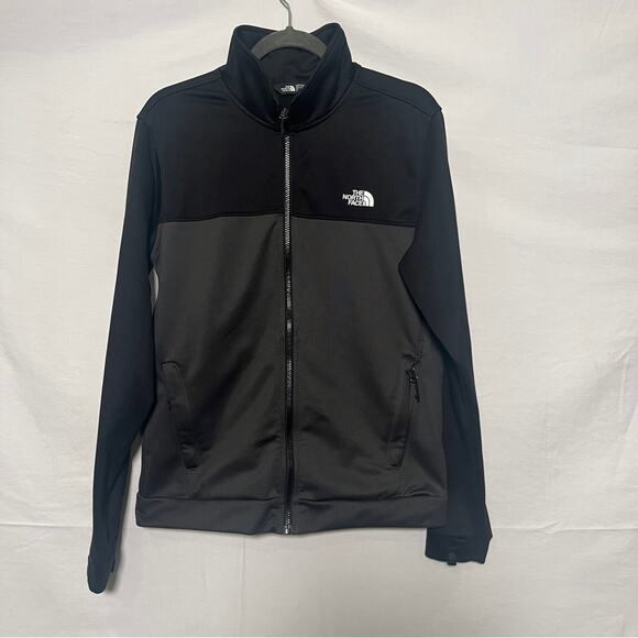 The North Face Soft Shell Jacket Mens Small Black Gray Full Zip Outerwear Casual - Picture 1 of 10